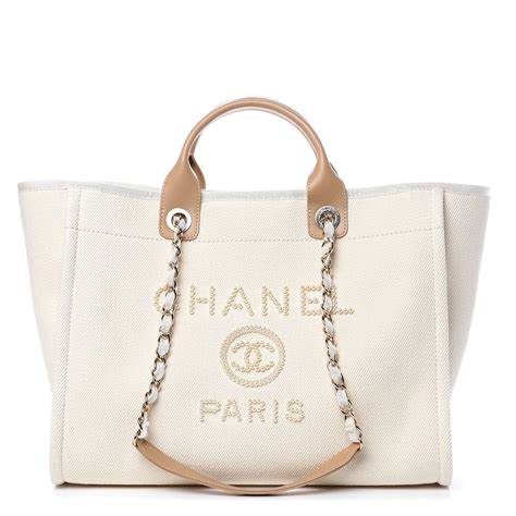 chanel deauville pearl ecru canvas tote|chanel deauville bag.